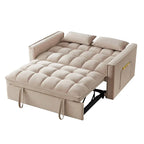 Canapé-lit convertible 4-en-1 – Causeuse en velours – Lit d'appoint avec dossier inclinable, 2 poches latérales