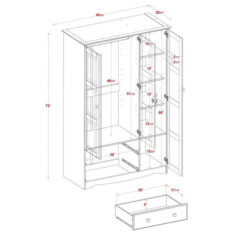 Armoire 3 portes - Blanc/Moka/Java - Bois massif