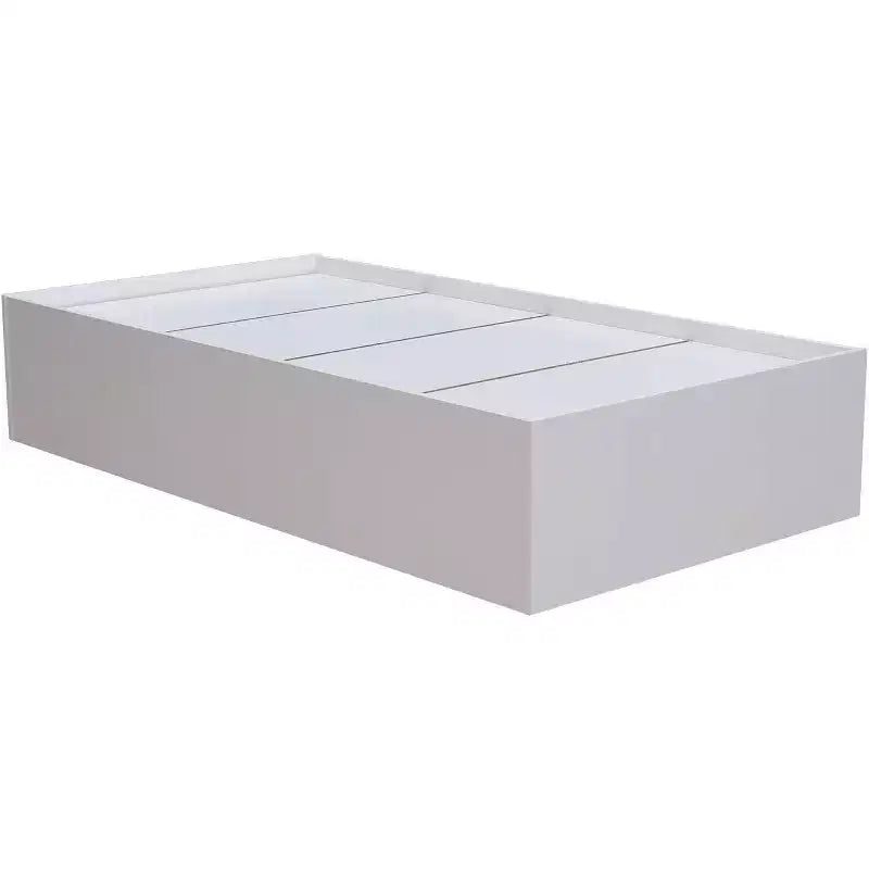 Lit Plateforme en Bois Taille Jumeau avec Rangement, Blanc - Meuble de Chambre Durable et Fonctionnel