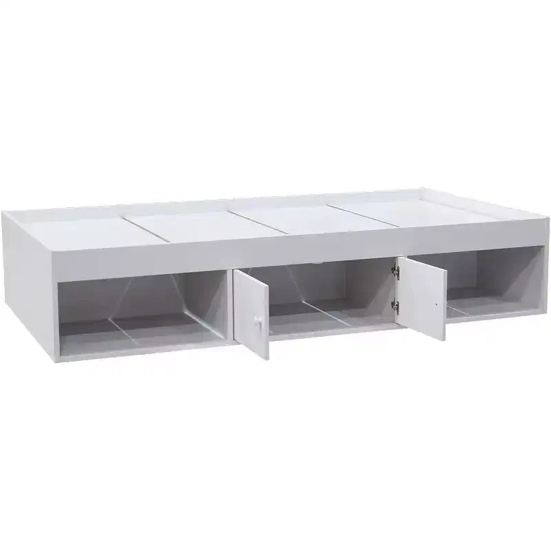 Lit Plateforme en Bois Taille Jumeau avec Rangement, Blanc - Meuble de Chambre Durable et Fonctionnel