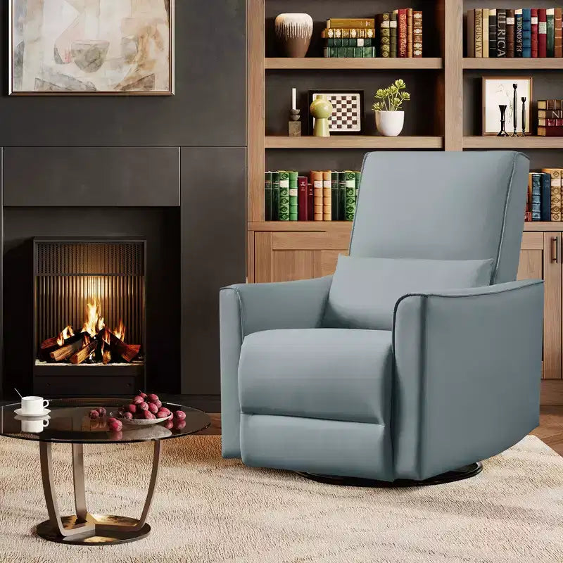 Fauteuil inclinable à bascule pivotant à 360°, fauteuil à bascule planeur, fauteuil inclinable en similicuir rembourré, fauteuil inclinable manuel avec support lombaire