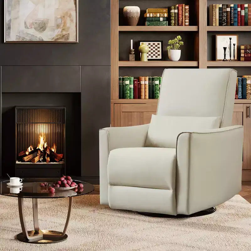 Fauteuil inclinable à bascule pivotant à 360°, fauteuil à bascule planeur, fauteuil inclinable en similicuir rembourré, fauteuil inclinable manuel avec support lombaire