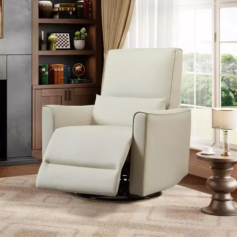 Fauteuil inclinable à bascule pivotant à 360°, fauteuil à bascule planeur, fauteuil inclinable en similicuir rembourré, fauteuil inclinable manuel avec support lombaire