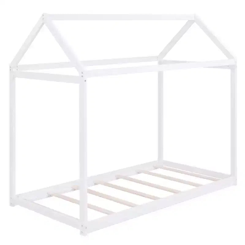 Lit plateforme en bois en forme de maison, taille double