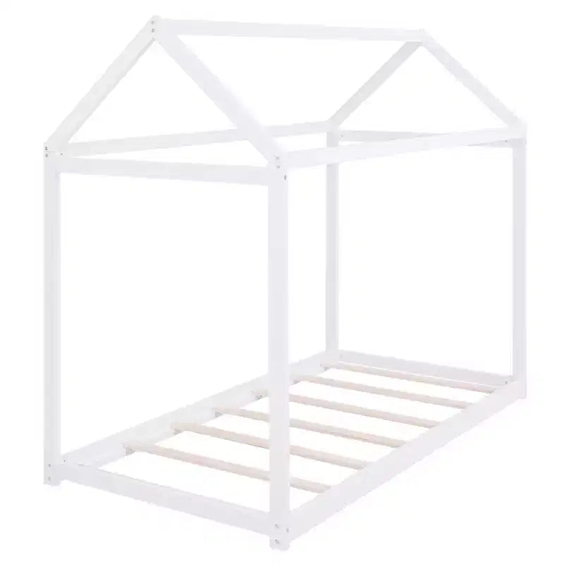 Lit plateforme en bois en forme de maison, taille double