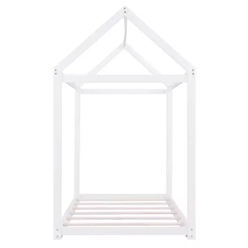 Lit plateforme en bois en forme de maison, taille double