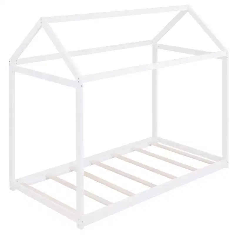 Lit plateforme en bois en forme de maison, taille double