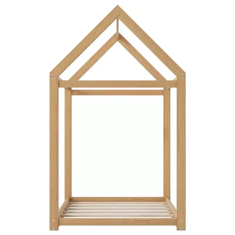 Lit plateforme en bois en forme de maison, taille double