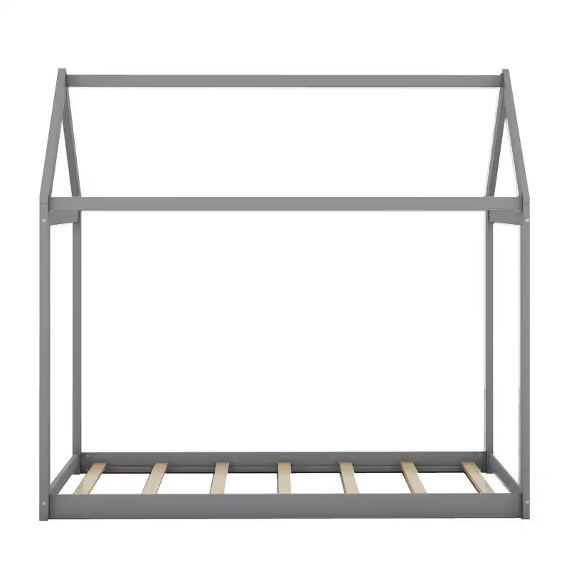 Lit plateforme en bois en forme de maison, taille double