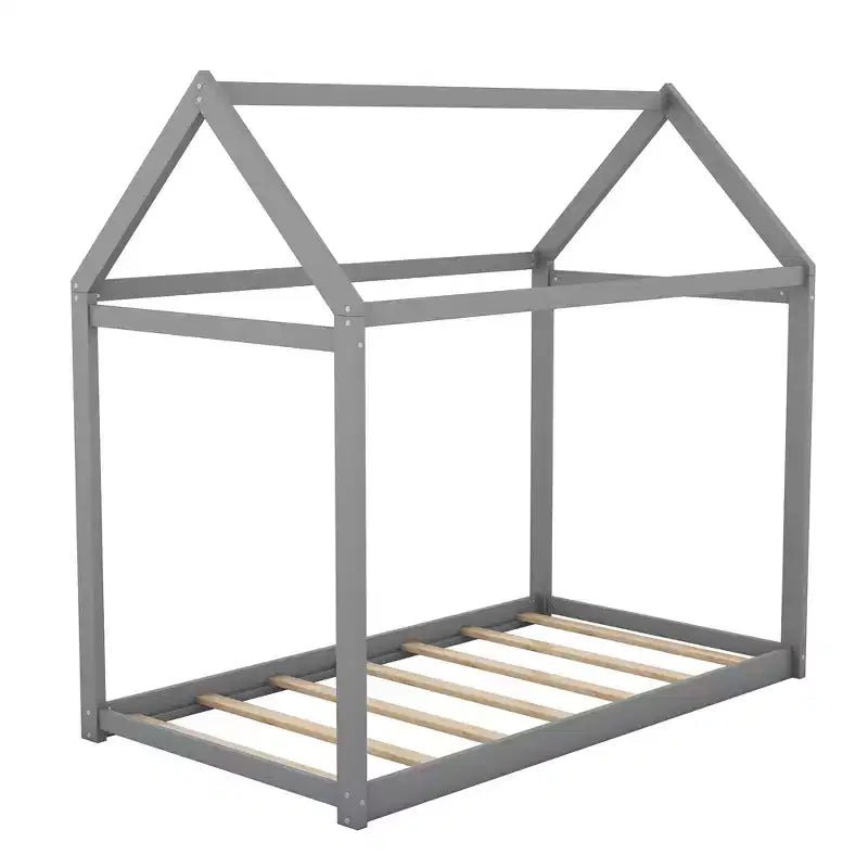 Lit plateforme en bois en forme de maison, taille double