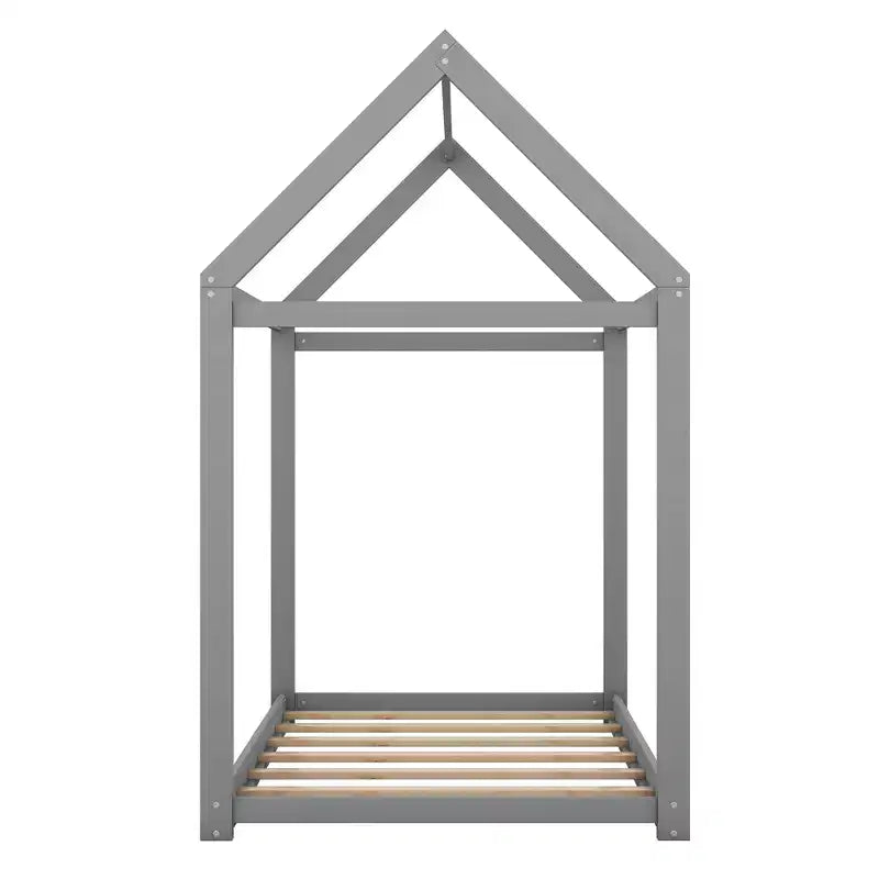 Lit plateforme en bois en forme de maison, taille double