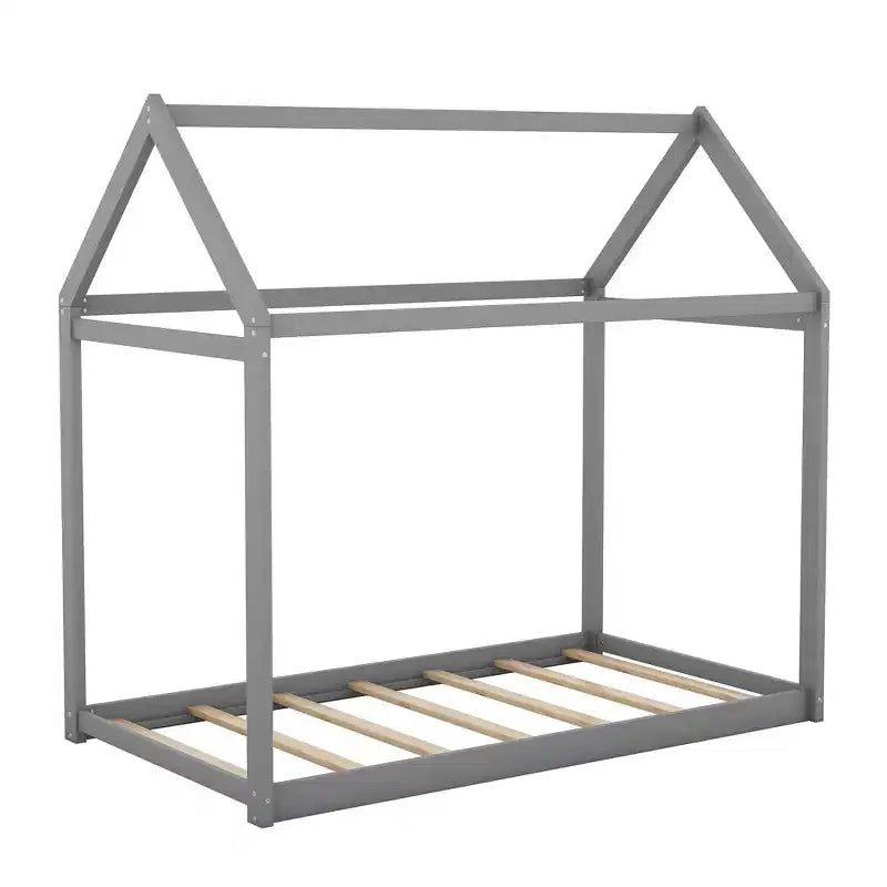 Lit plateforme en bois en forme de maison, taille double