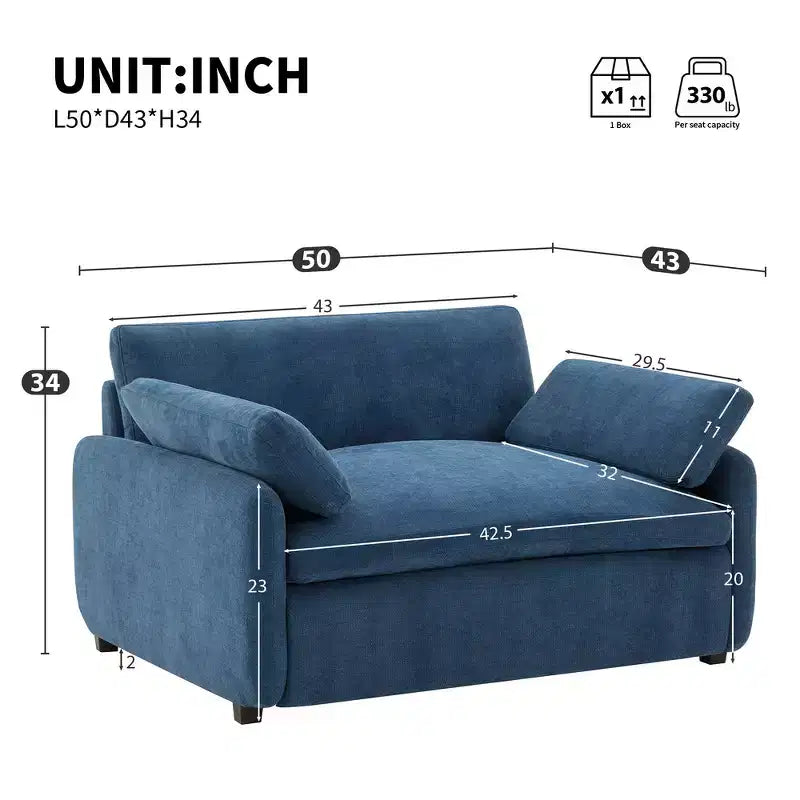 Fauteuil d'appoint moderne surdimensionné en chenille colorblock, grand canapé profond avec oreillers