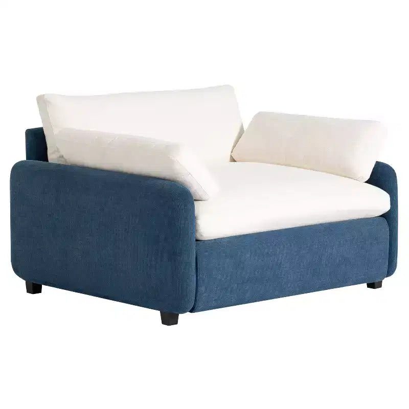 Fauteuil d'appoint moderne surdimensionné en chenille colorblock, grand canapé profond avec oreillers