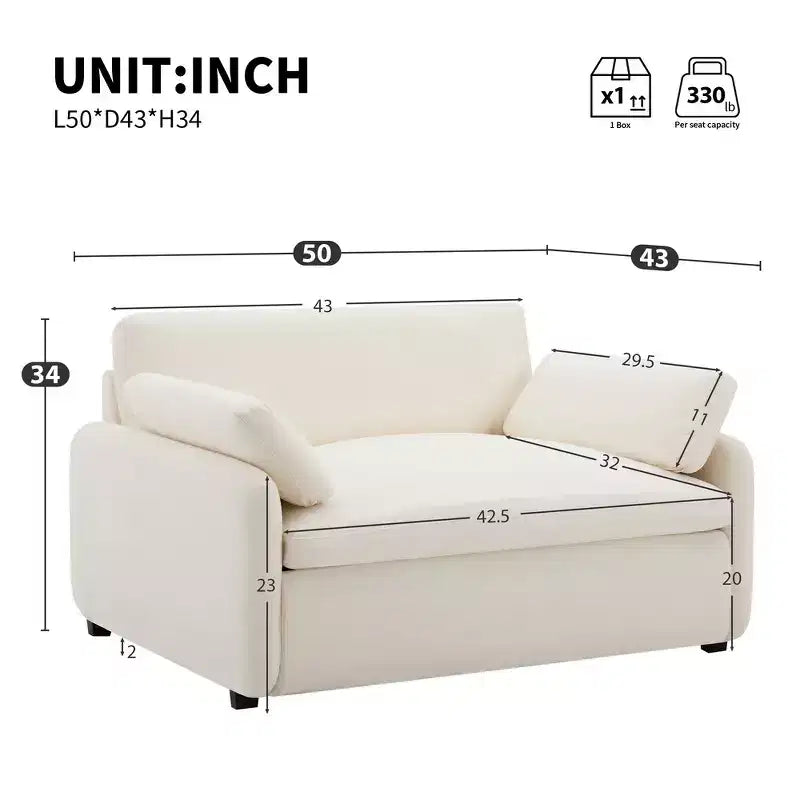 Fauteuil d'appoint moderne surdimensionné en chenille colorblock, grand canapé profond avec oreillers