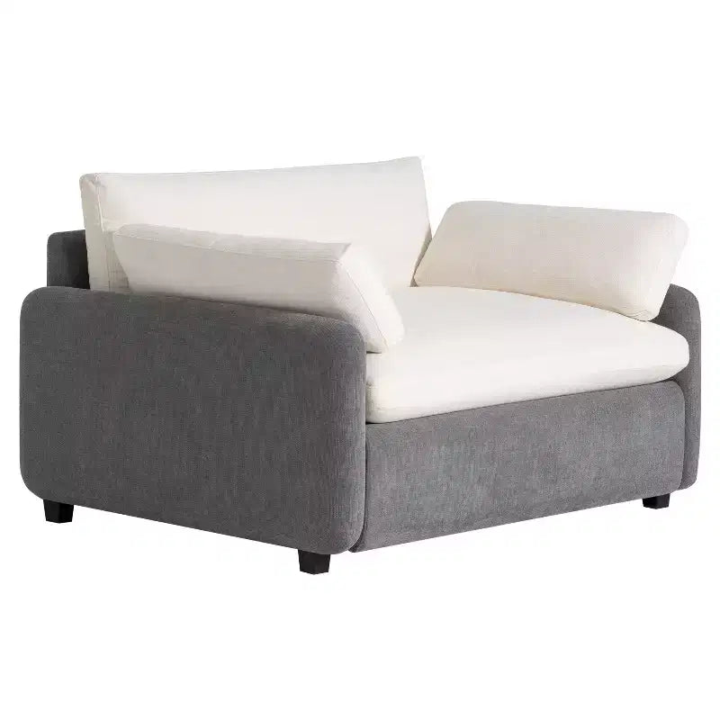 Fauteuil d'appoint moderne surdimensionné en chenille colorblock, grand canapé profond avec oreillers