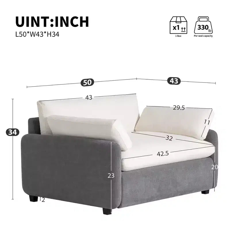 Fauteuil d'appoint moderne surdimensionné en chenille colorblock, grand canapé profond avec oreillers