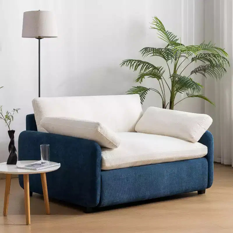 Fauteuil d'appoint moderne surdimensionné en chenille colorblock, grand canapé profond avec oreillers