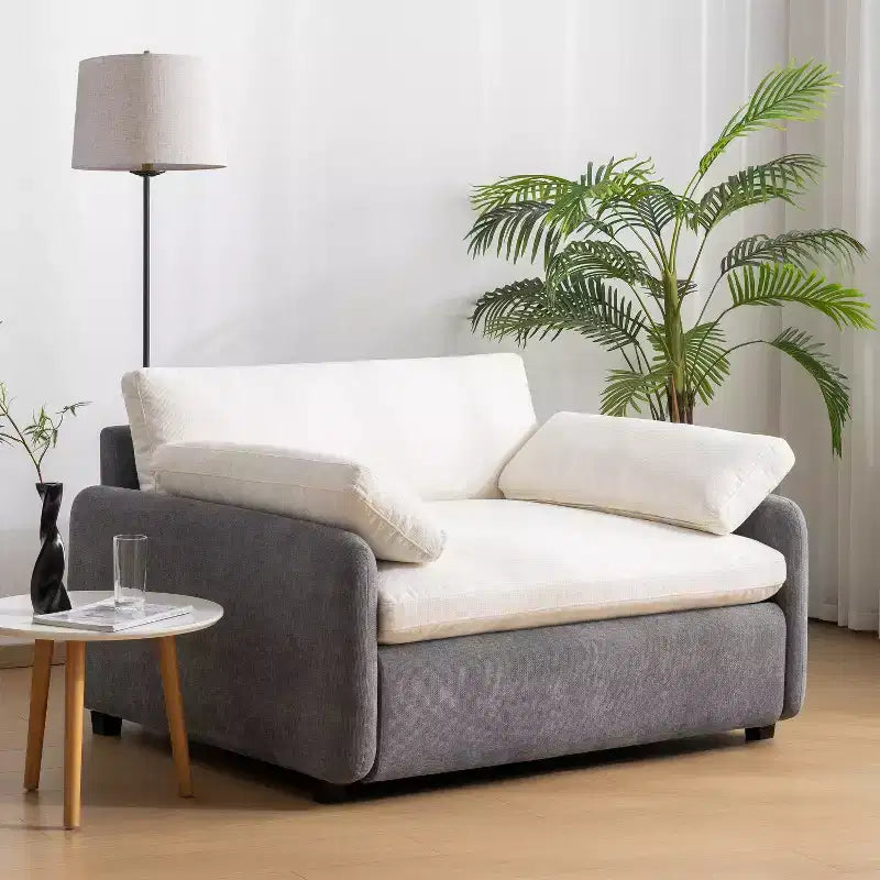 Fauteuil d'appoint moderne surdimensionné en chenille colorblock, grand canapé profond avec oreillers