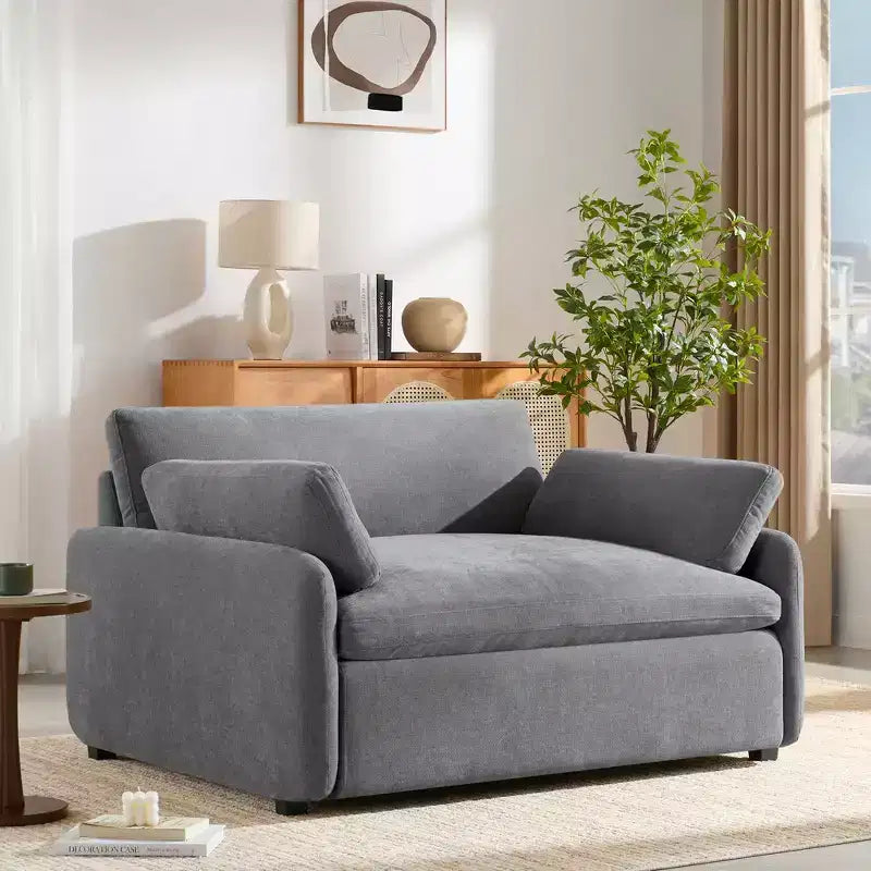 Fauteuil d'appoint moderne surdimensionné en chenille colorblock, grand canapé profond avec oreillers