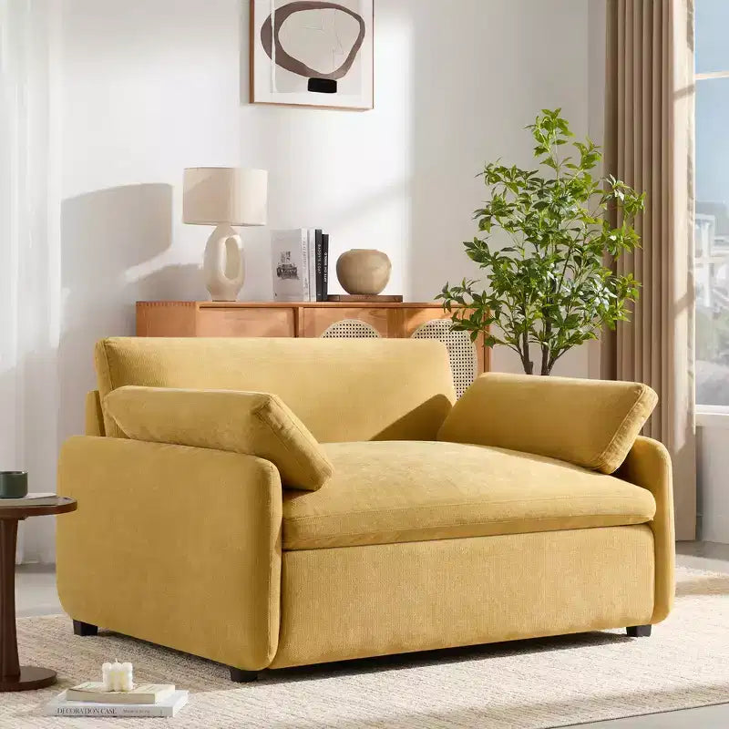 Fauteuil d'appoint moderne surdimensionné en chenille colorblock, grand canapé profond avec oreillers