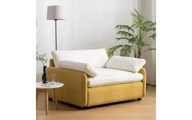Fauteuil d'appoint moderne surdimensionné en chenille colorblock, grand canapé profond avec oreillers