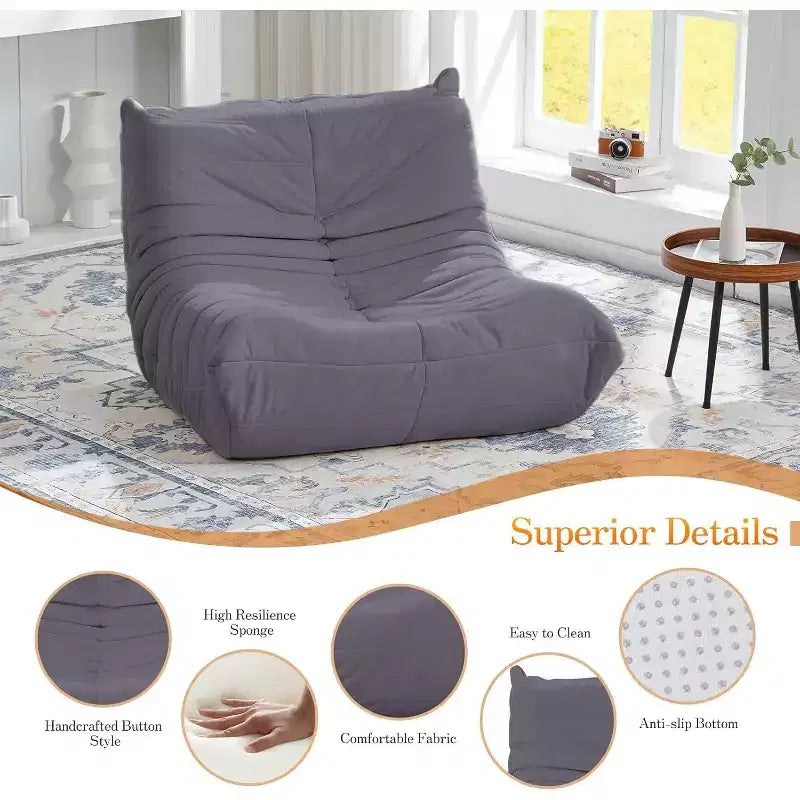 Canapé pouf Togo, mousse à mémoire de forme 28D, facile à nettoyer et portable, similicuir de première qualité, canapé de sol léger pour salon, chambre à coucher