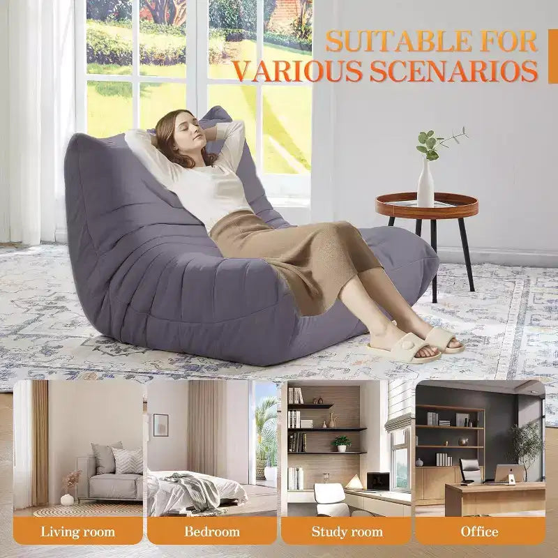 Canapé pouf Togo, mousse à mémoire de forme 28D, facile à nettoyer et portable, similicuir de première qualité, canapé de sol léger pour salon, chambre à coucher