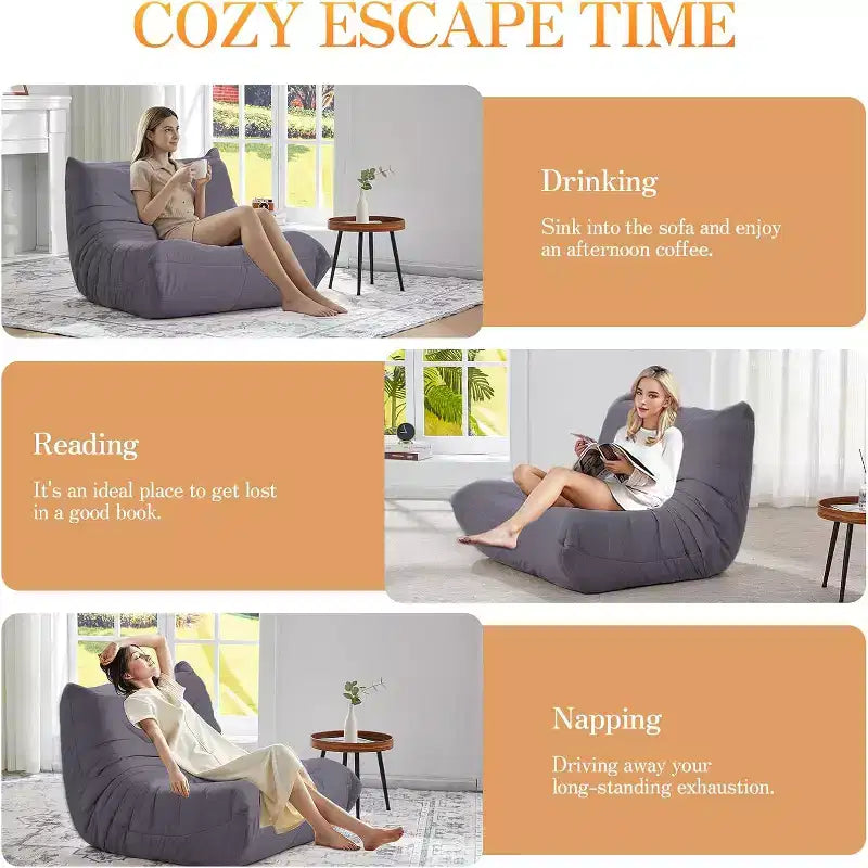 Canapé pouf Togo, mousse à mémoire de forme 28D, facile à nettoyer et portable, similicuir de première qualité, canapé de sol léger pour salon, chambre à coucher