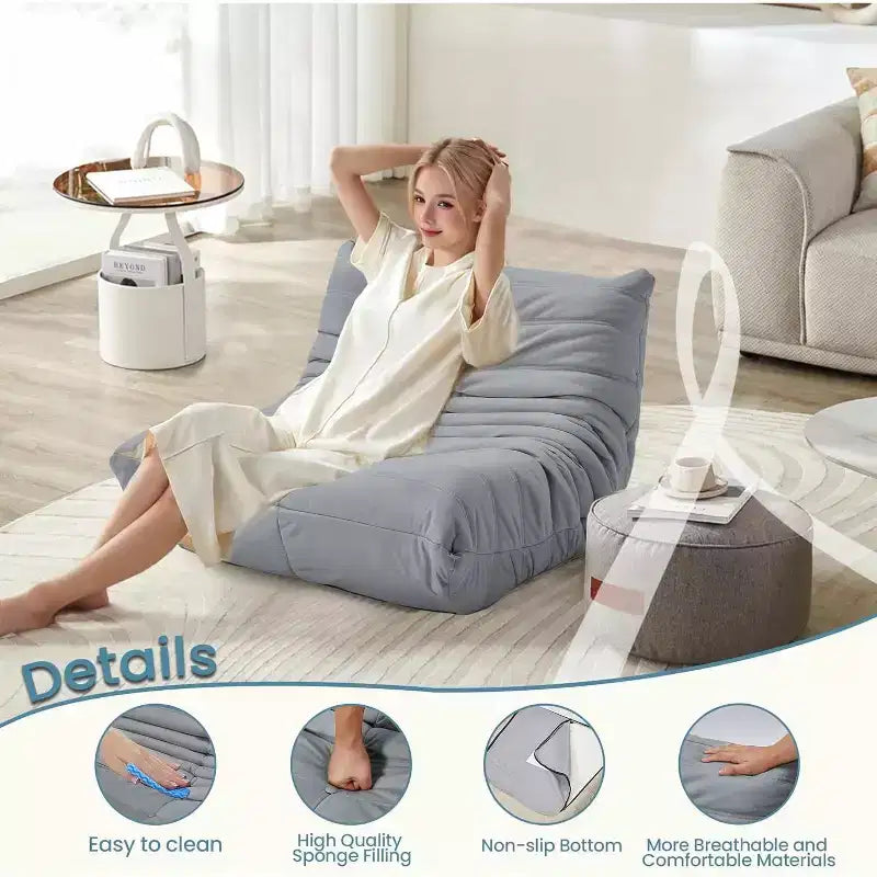 Canapé pouf Togo, mousse à mémoire de forme 28D, facile à nettoyer et portable, similicuir de première qualité, canapé de sol léger pour salon, chambre à coucher