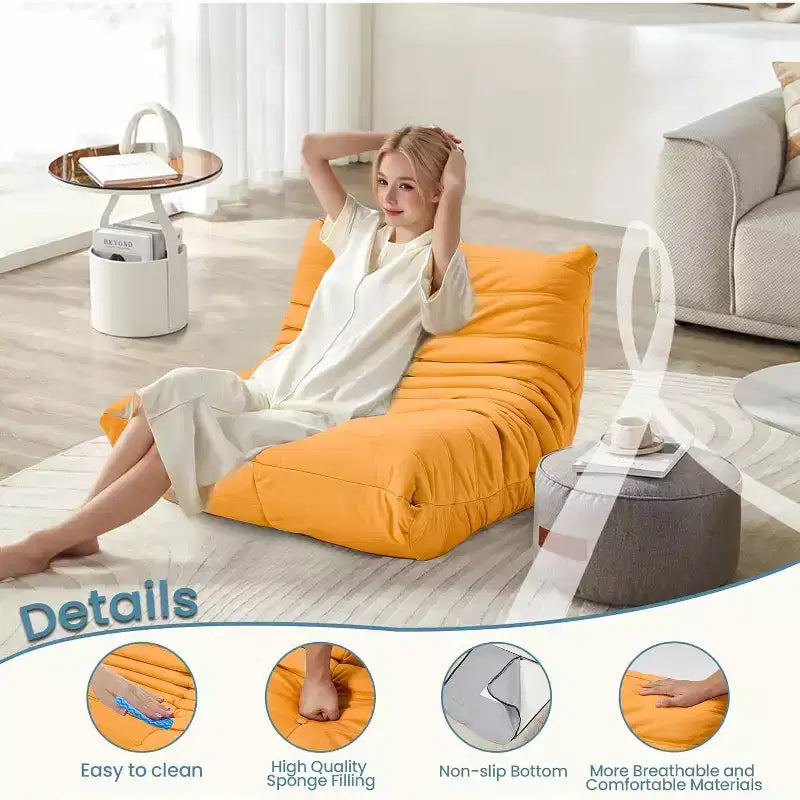 Canapé pouf Togo, mousse à mémoire de forme 28D, facile à nettoyer et portable, similicuir de première qualité, canapé de sol léger pour salon, chambre à coucher