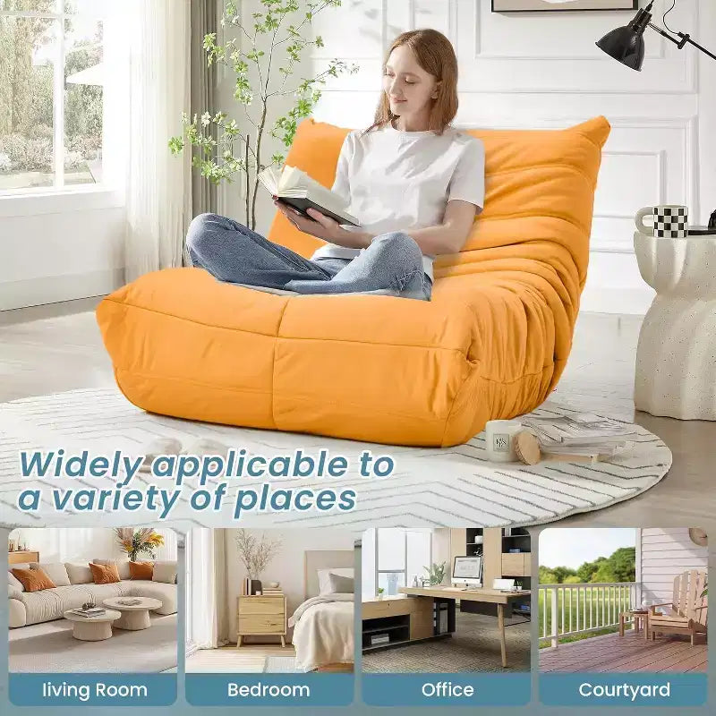 Canapé pouf Togo, mousse à mémoire de forme 28D, facile à nettoyer et portable, similicuir de première qualité, canapé de sol léger pour salon, chambre à coucher