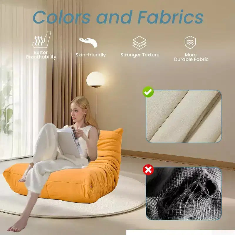 Canapé pouf Togo, mousse à mémoire de forme 28D, facile à nettoyer et portable, similicuir de première qualité, canapé de sol léger pour salon, chambre à coucher