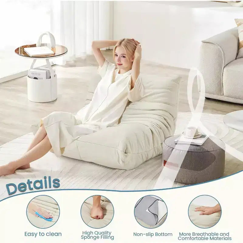 Canapé pouf Togo, mousse à mémoire de forme 28D, facile à nettoyer et portable, similicuir de première qualité, canapé de sol léger pour salon, chambre à coucher