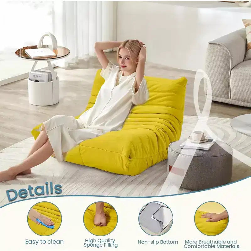 Canapé pouf Togo, mousse à mémoire de forme 28D, facile à nettoyer et portable, similicuir de première qualité, canapé de sol léger pour salon, chambre à coucher