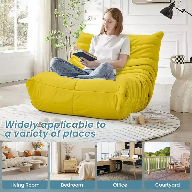 Canapé pouf Togo, mousse à mémoire de forme 28D, facile à nettoyer et portable, similicuir de première qualité, canapé de sol léger pour salon, chambre à coucher