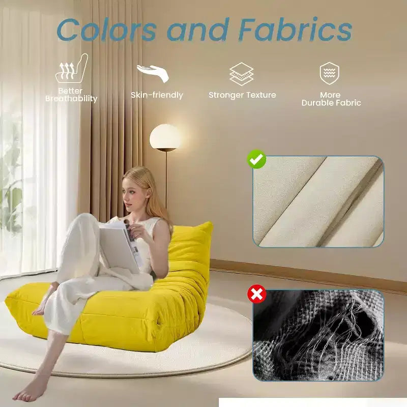 Canapé pouf Togo, mousse à mémoire de forme 28D, facile à nettoyer et portable, similicuir de première qualité, canapé de sol léger pour salon, chambre à coucher