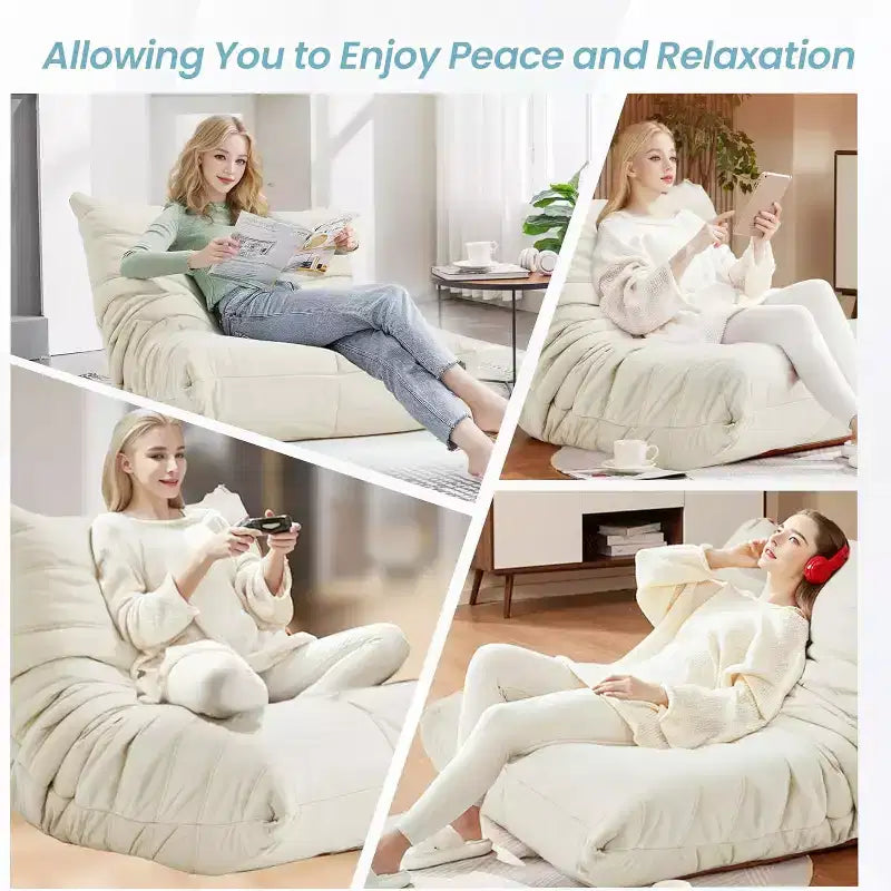 Canapé pouf Togo, mousse à mémoire de forme 28D, facile à nettoyer et portable, similicuir de première qualité, canapé de sol léger pour salon, chambre à coucher