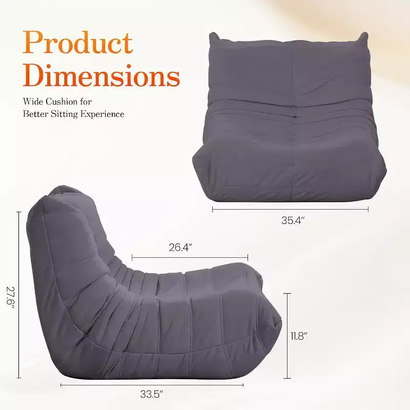 Canapé pouf Togo, mousse à mémoire de forme 28D, facile à nettoyer et portable, similicuir de première qualité, canapé de sol léger pour salon, chambre à coucher