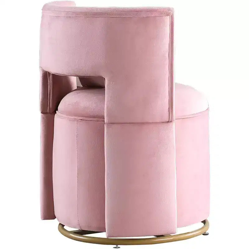 Fauteuil pivotant à 360° avec rangement - Velours rose et design rond