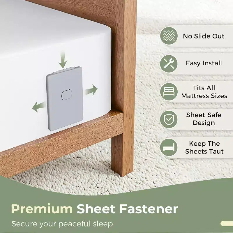 Attaches-draps pour lit, Sangles améliorées maintenant les draps fermement et tendus, Clips de drap-housse pour coins, Installation facile en une seule fois, Gris