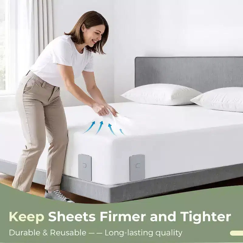 Attaches-draps pour lit, Sangles améliorées maintenant les draps fermement et tendus, Clips de drap-housse pour coins, Installation facile en une seule fois, Gris