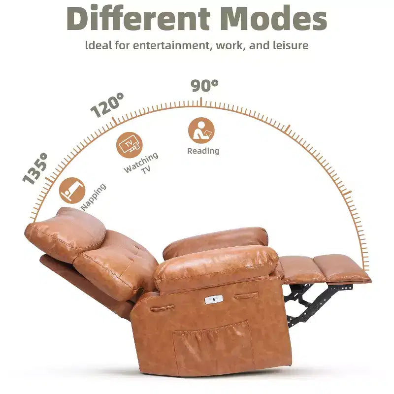 Fauteuil inclinable, pivotant et à bascule surdimensionné, en similicuir PU, manuel avec accoudoirs et dossier confortables, canapé simple pour salon, chambre à coucher