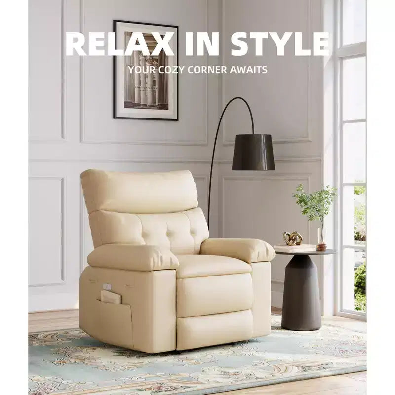 Fauteuil inclinable, pivotant et à bascule surdimensionné, en similicuir PU, manuel avec accoudoirs et dossier confortables, canapé simple pour salon, chambre à coucher