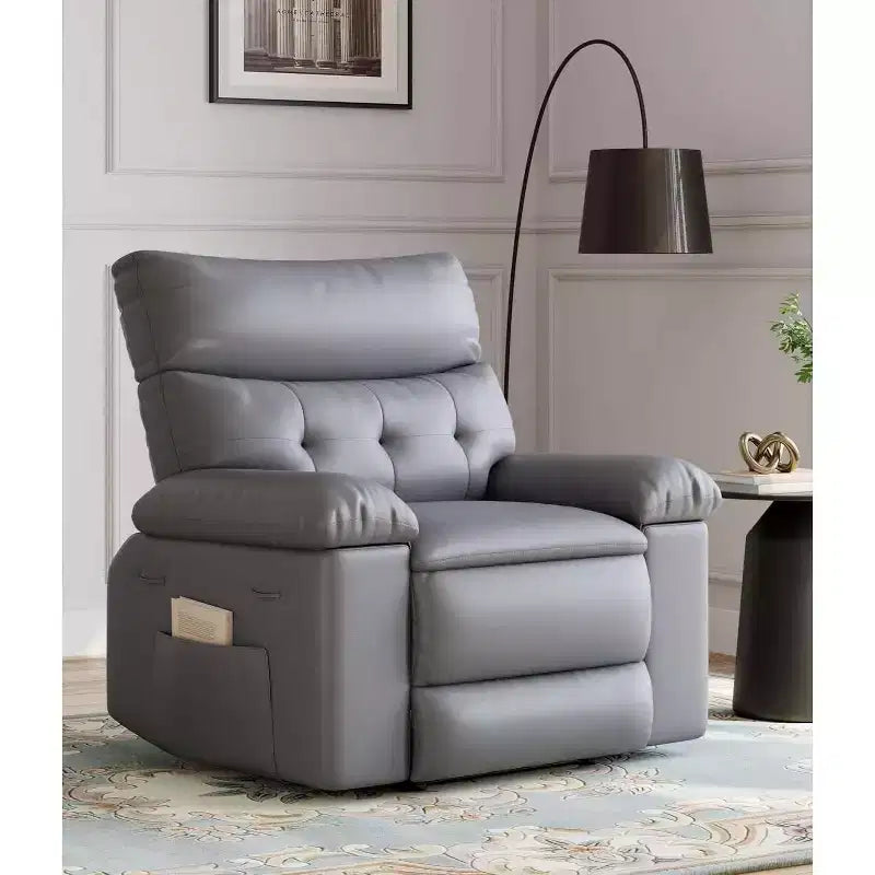 Fauteuil inclinable, pivotant et à bascule surdimensionné, en similicuir PU, manuel avec accoudoirs et dossier confortables, canapé simple pour salon, chambre à coucher