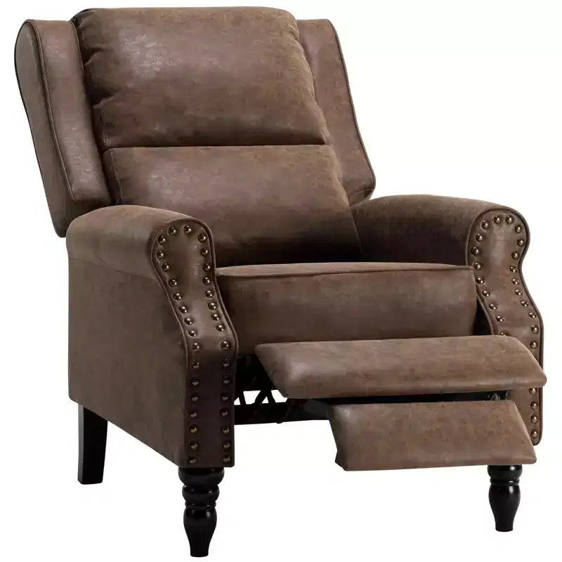 Fauteuil inclinable à dossier basculant en similicuir couleur café, design ergonomique pour salon, chambre et camping-car