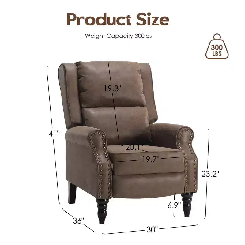 Fauteuil inclinable à dossier basculant en similicuir couleur café, design ergonomique pour salon, chambre et camping-car