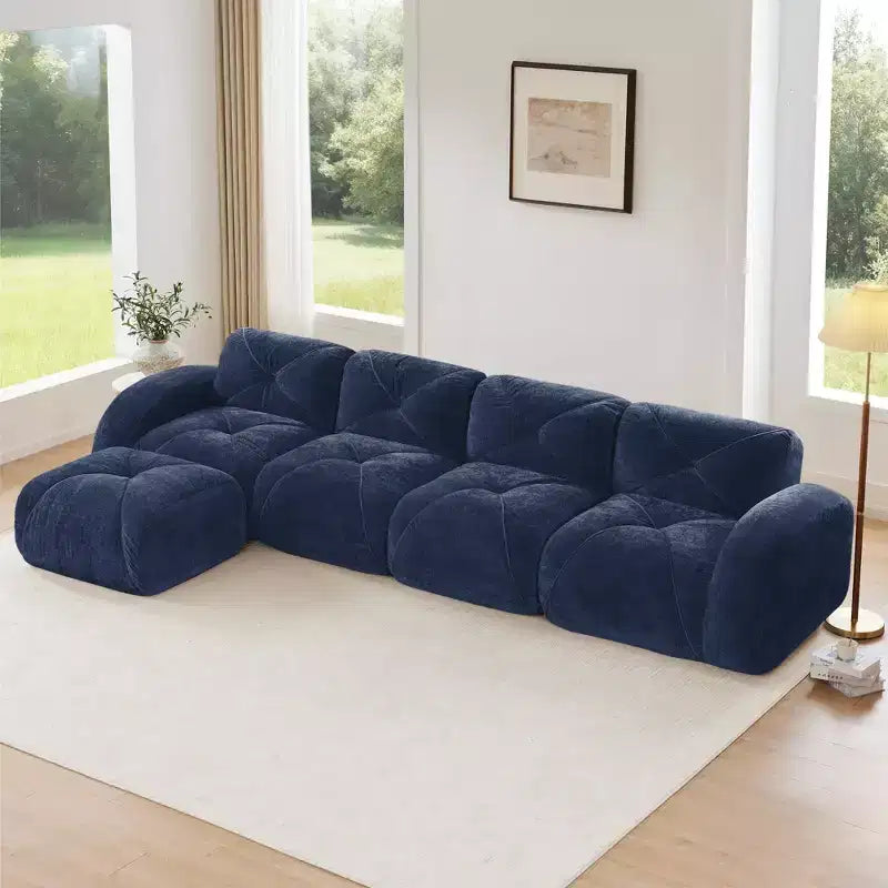 Tissu en velours doux en forme de L, dessous en éponge haute densité 32D, dessous ergonomique, conception antidérapante, ottoman mobile gratuit