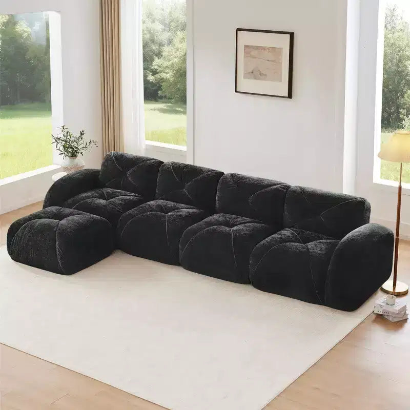 Tissu en velours doux en forme de L, dessous en éponge haute densité 32D, dessous ergonomique, conception antidérapante, ottoman mobile gratuit