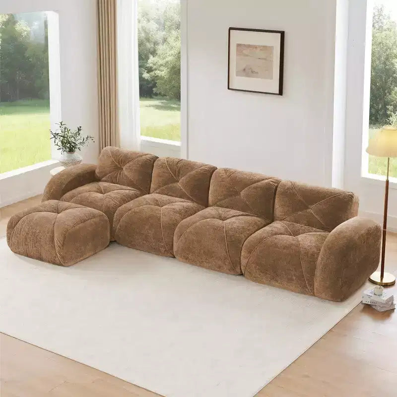 Tissu en velours doux en forme de L, dessous en éponge haute densité 32D, dessous ergonomique, conception antidérapante, ottoman mobile gratuit